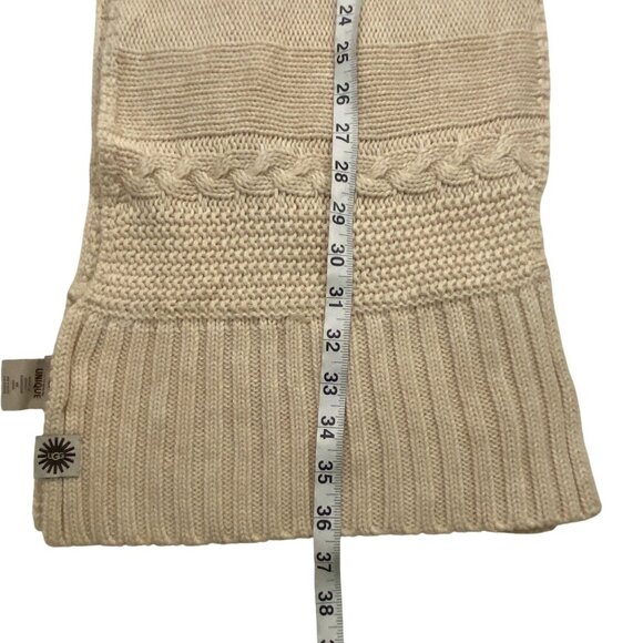 Ugg Womens cable Knit chunky fisherman’s Scarf Beige One Size Wool & Acrylic - Picture 10 of 11